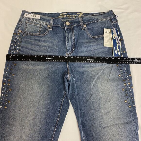 Seven 7 For All Mankind Girlfriend Jeans Women's 12 Blue Distressed Denim - Picture 14 of 16